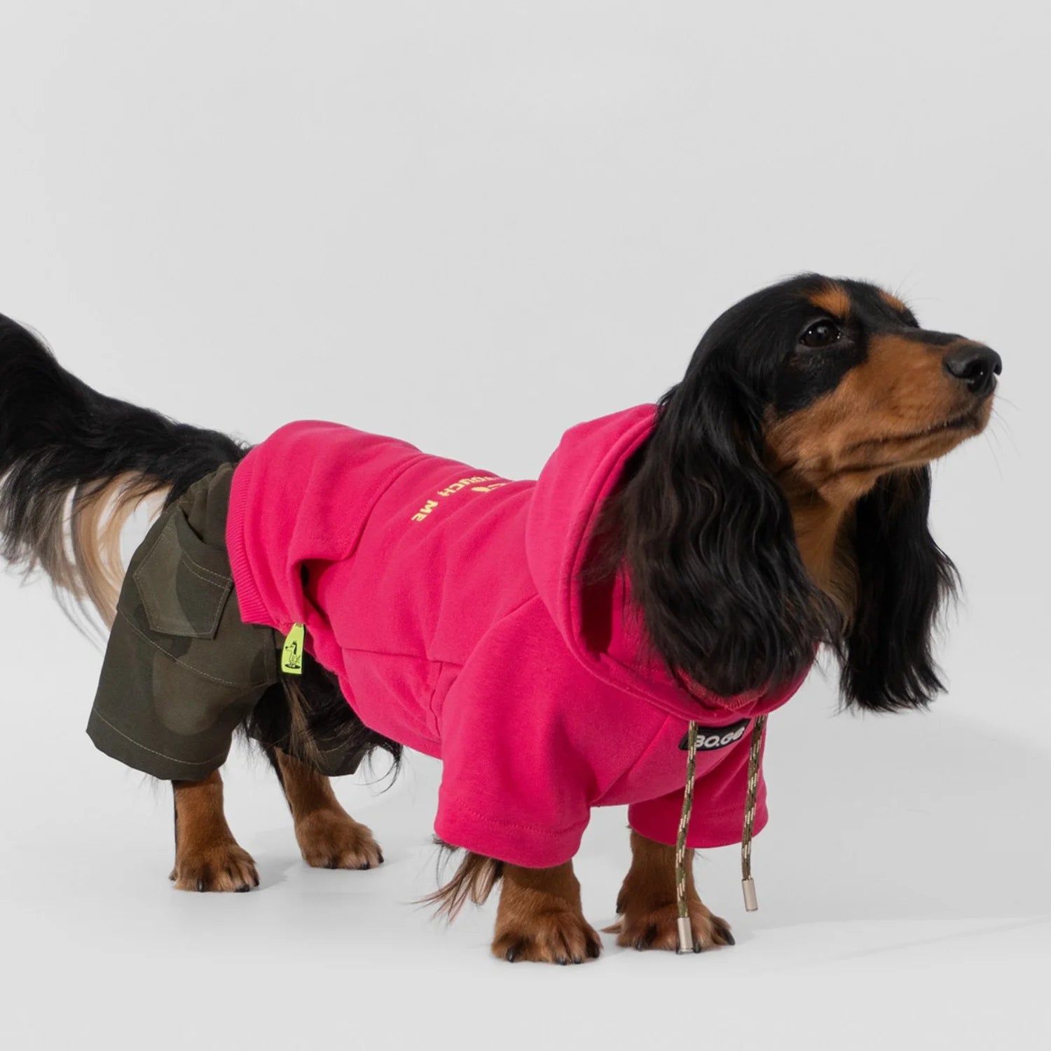 Berry Red Hoodie & Camo Pants Set for Dachshunds