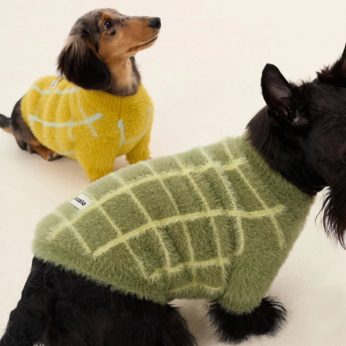 Check Faux Mink Sweater for Dachshund