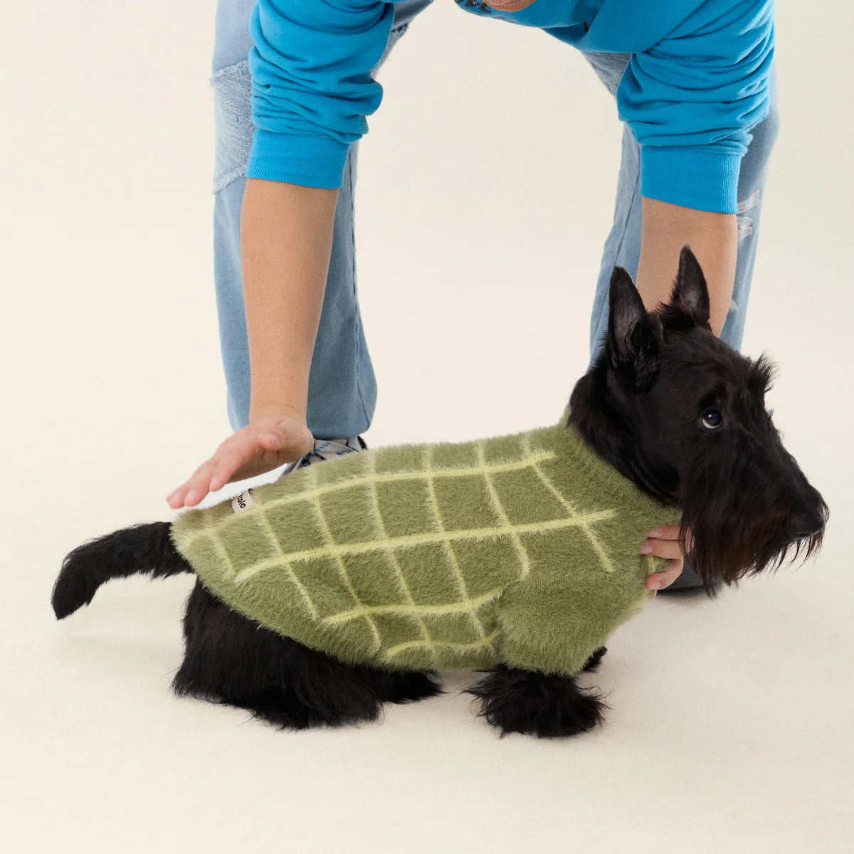 Check Faux Mink Sweater for Dachshund