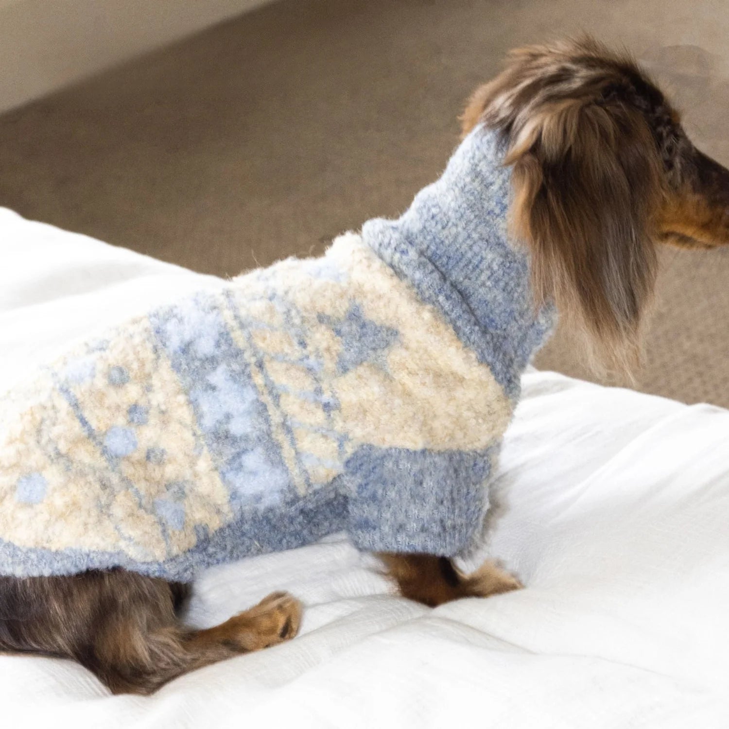 Fair Isle Wool Turtleneck Sweater for Dachshunds