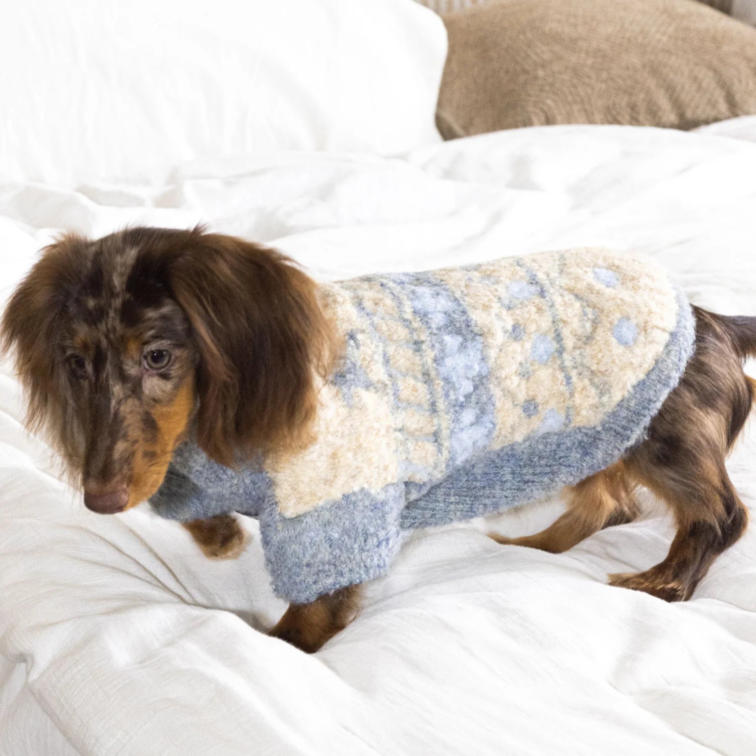 Fair Isle Wool Turtleneck Sweater for Dachshunds