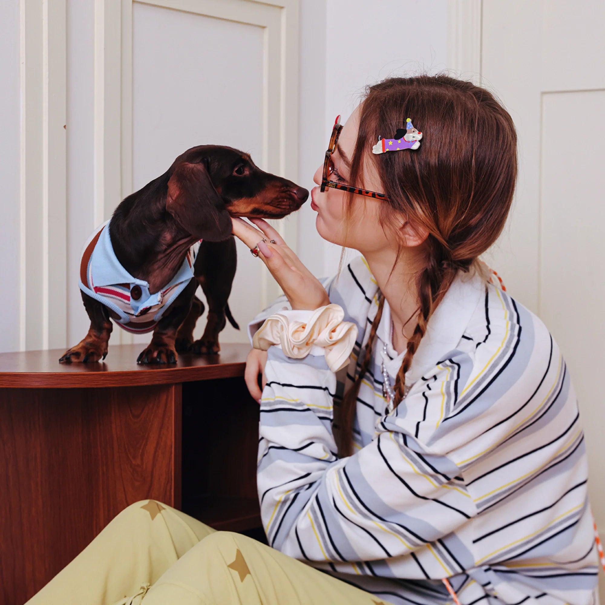 Matching Striped Polo Shirt for Wiener & Parents