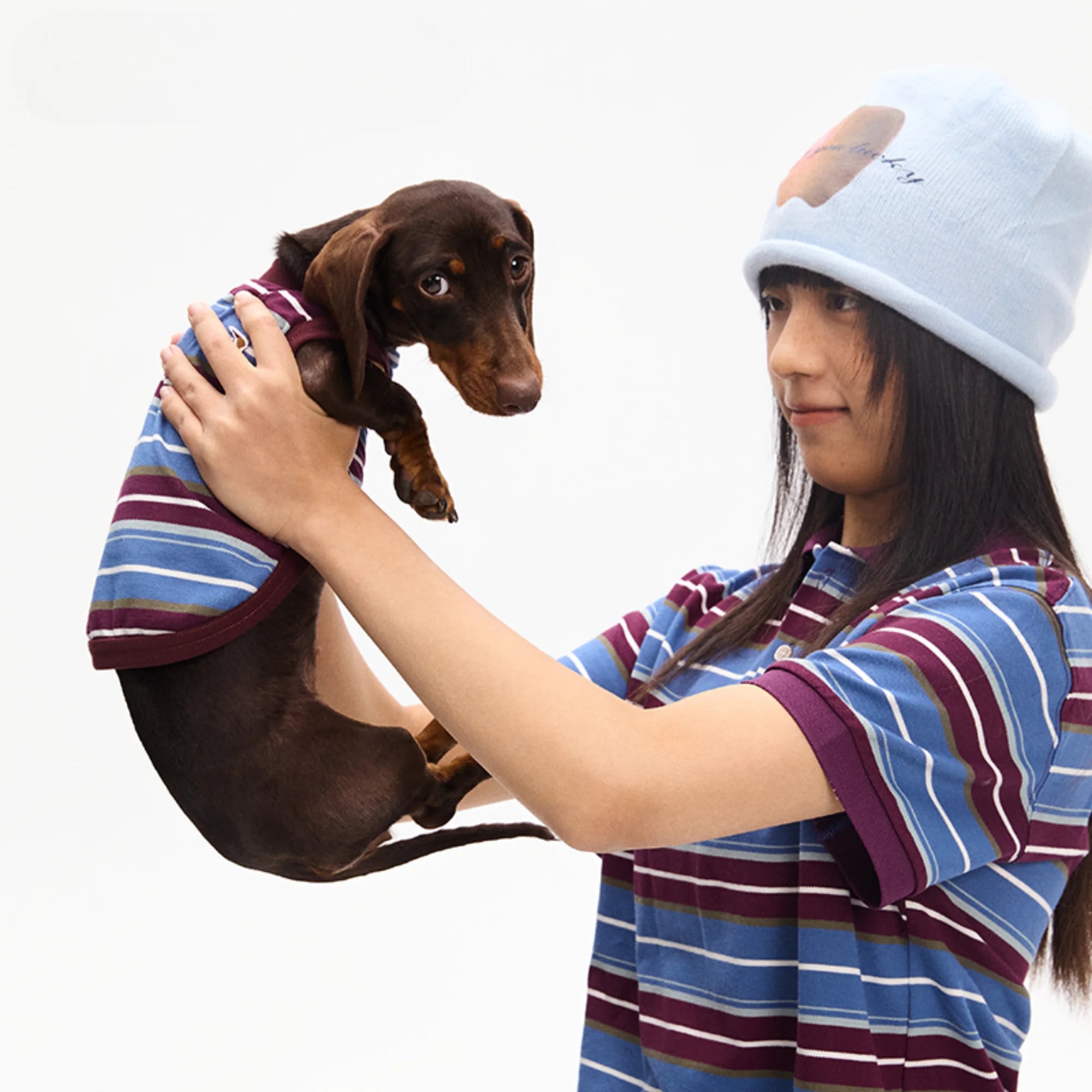 Matching Striped Summer Outfit for Dachshunds & Owners