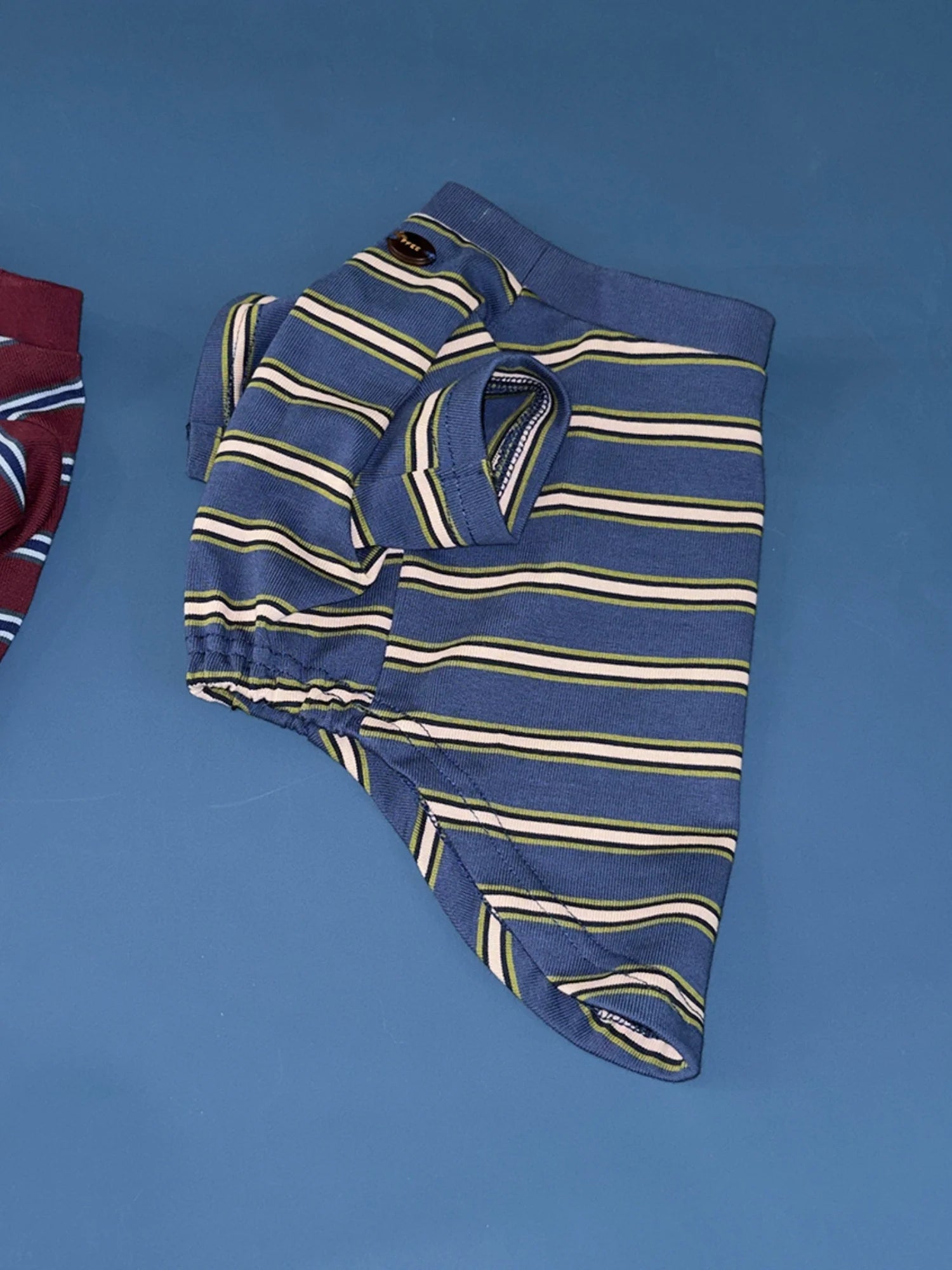 Red Blue Retro Striped T-shirts for Wiener Dog, Westie