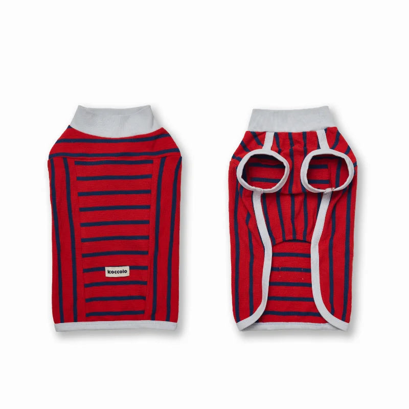 Red Striped Towel Fabric Tank Top for Dachshund