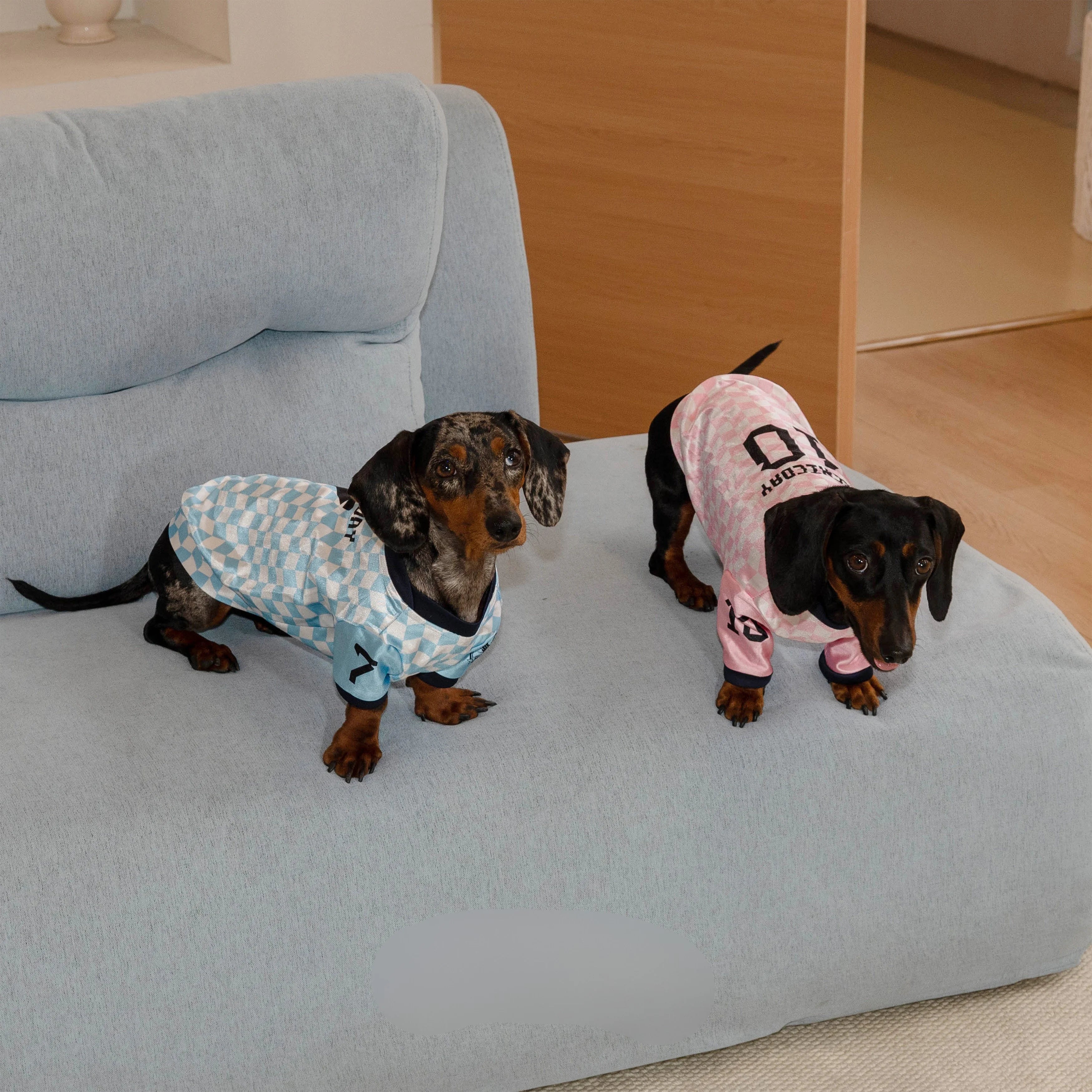 Retro Checkered Dachshund Jersey Shirt for Summer Wiener Dogs