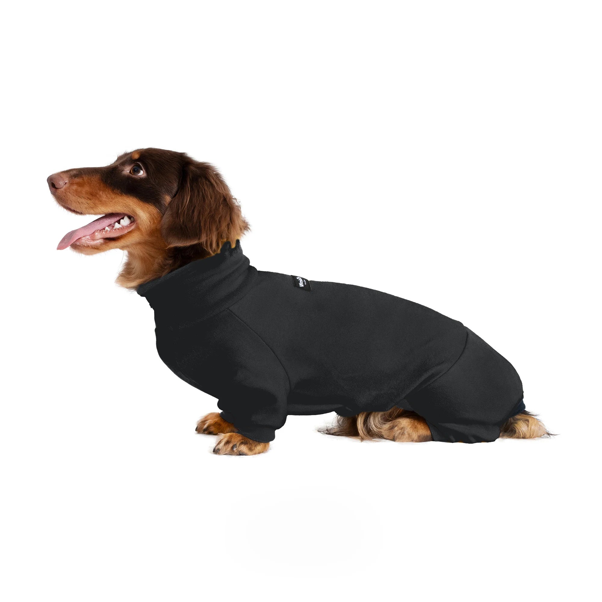 Stretch Fleece Warm Onesie for Dachshunds - Black
