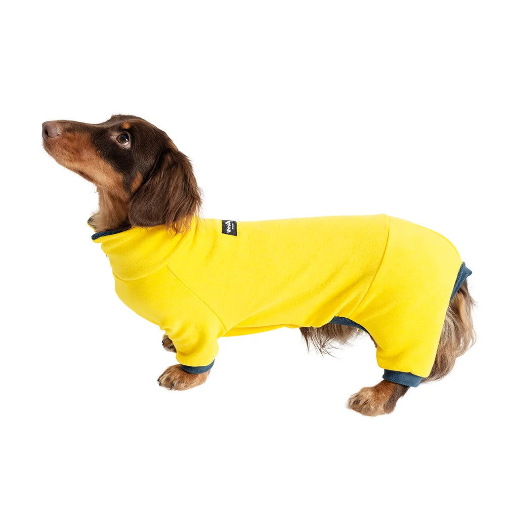 Stretch Fleece Warm Onesie for Dachshunds - Yellow