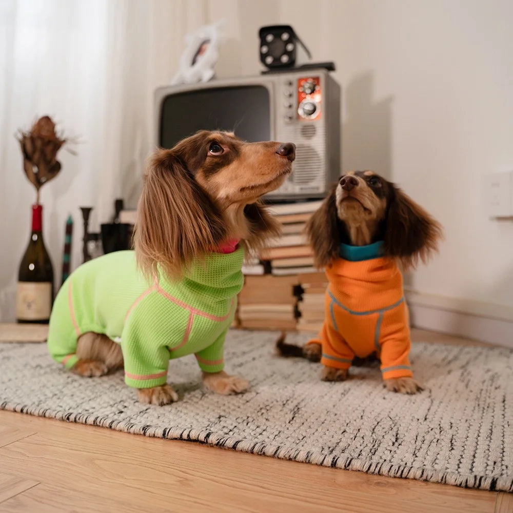 Waffle Knit Hooded Onesie for Dachshunds