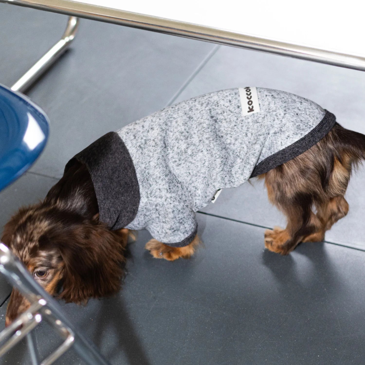 Wool Fleece Two-Leg Black Gray Sweater for Dachshunds