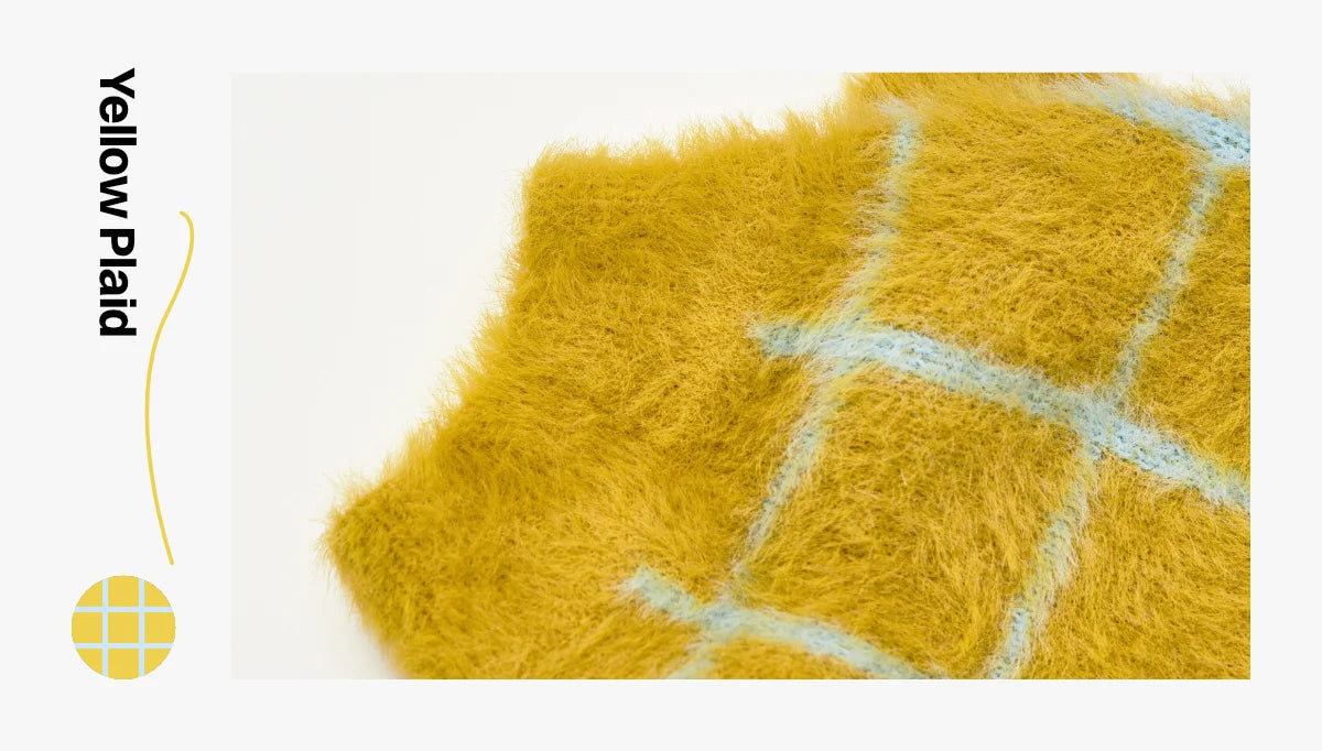 Yellow plaid details - Check Faux Mink Sweater for Dachshund